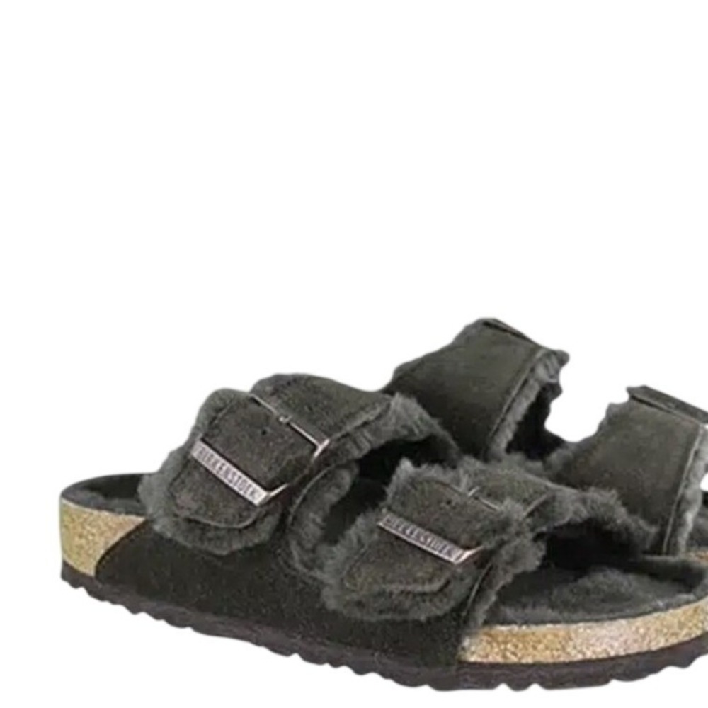 Birkenstock Arizona Shearling Dark Brown Suede Sandals Mens 10 43 Regular